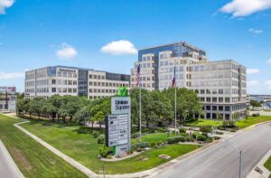 Union Square office buildings in San Antonio featuring Class A commercial office space, landscaped grounds and a modern business environment.